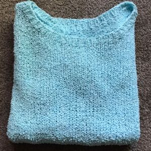 Hand knitted turquoise tee L